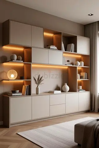 Modern Wall-Mounted Cabinets Display Unit with Integrated Lighting