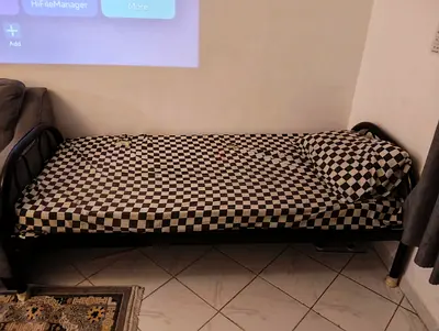 Single metal bed frame with mattress - simple daybed