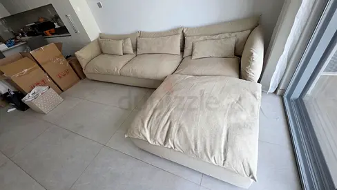 Perfect condition Marina home feather filled lshape sofa beige