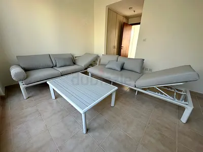Light grey outdoor lounge set - 2 sofas with adjustable backs + coffee table