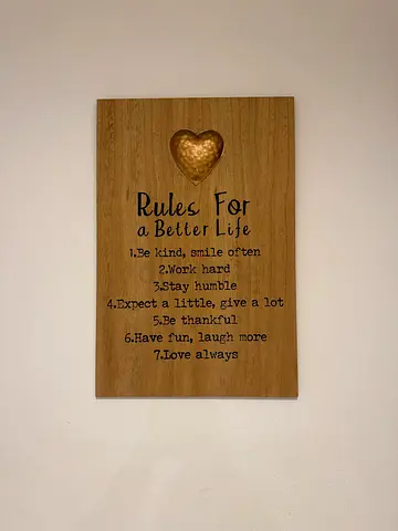 Wooden Rules for a Best Life Wall Plaque - Decorative Home Sign