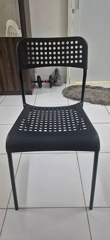 Black Perforated Dining/Stackable Chair - Good Condition-4 nos