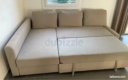 Light Beige Corner Sofa Bed — Comfortable 3-Seater with Pull-Out Bed