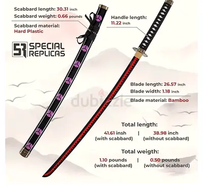 Decorative Japanese Katana Sword on Stand - Full Length Replica