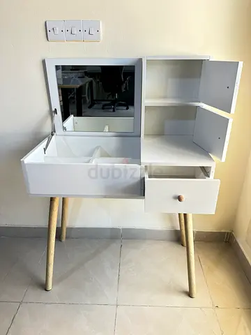 Home center dressing table with mirror and storage and chair