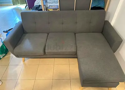 Grey 3-Seater L-Shaped Sofa with Chaise, Good Condition