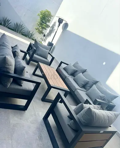 Modern Outdoor Patio Sofa Set - 3-Seater + 2 Armchairs + Coffee Table