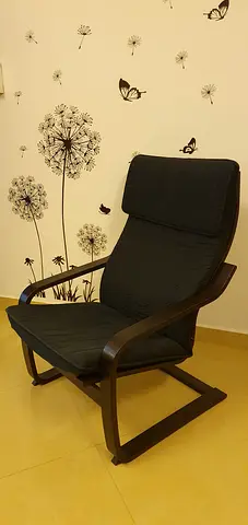 Ikea Paong Wooden Frame Recliner Armchair with Cushions - Good Condition