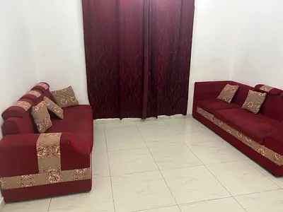 Red Fabric 3+2 Seater Sofa Set with Cushions