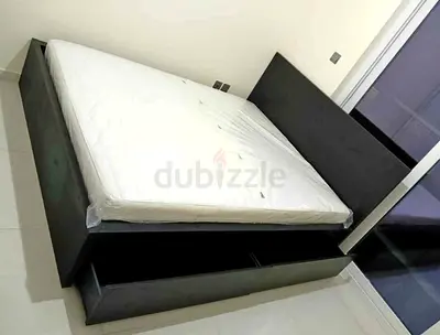 IKEA malam double‑size bed (140 × 200 cm) with 2 storage drawers underneath and an IKEA mattress ✨