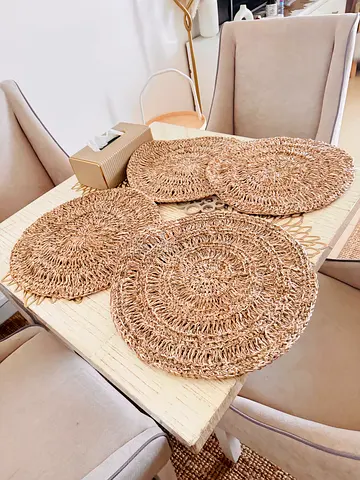 Handmade Natural Woven Round Placemats - Set of 4