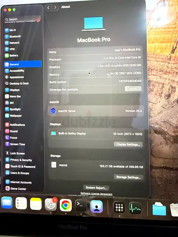 MacBook Pro 16 inch (2019) - Good Condition, i9 64GB RAM 512 GB store 8G gpu