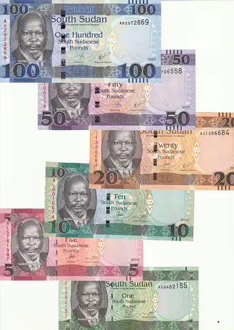 SOUTH SUDAN BANKNOTE SET 2015-2017