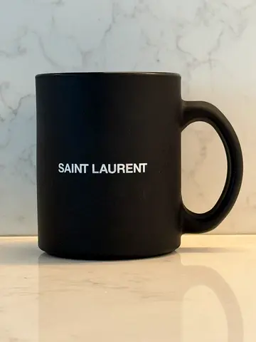 Saint Laurent branded black ceramic mug