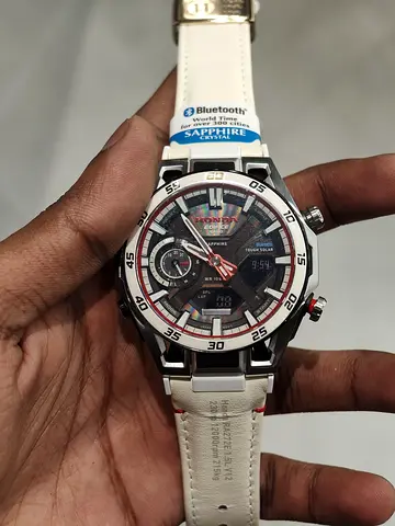 Casio Edifice Bluetooth Solar Mens Watch with White Strap (Sapphire Crystal)- Limited Edition Honda