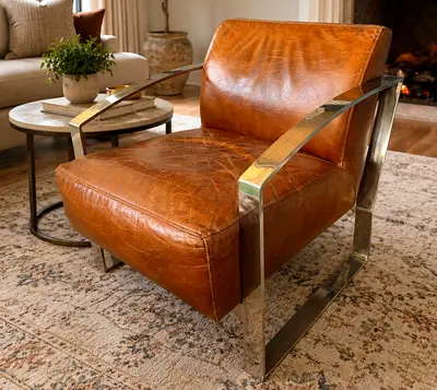 Modern leather armchair by Timothy oulton