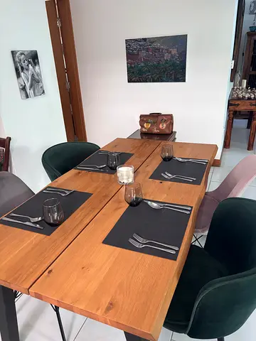 Dining Table (Solid Oak Finish) with 4 Chairs