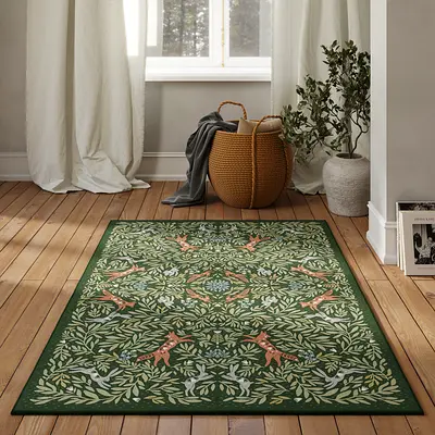 Green Botanical Pattern Area Rug - 160x230 cm (approx)
