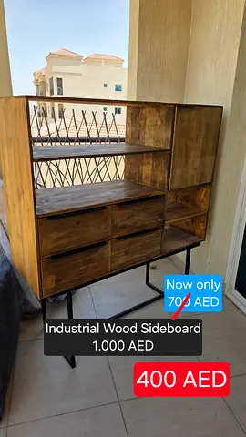 Industrial Wood Sideboard with Open Shelves and Drawers