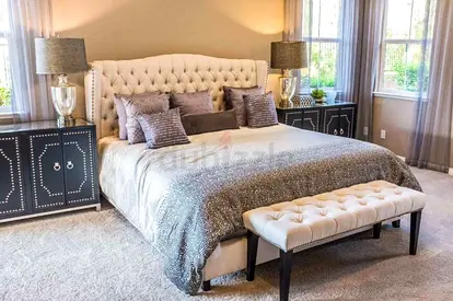Luxury king size fully customisable bedframe in soft Valvet Fabric Storage can be installed