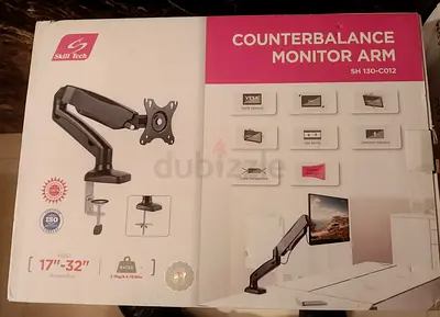 Brand New Counterbalance Monitor Arm – 17” to 32” – Gas Spring Adjustable
