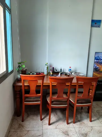Solid Wood Dining Table with 6 Matching Chairs