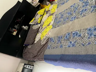 King bed frame with headboard and mattress (used) - black wooden frame