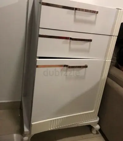 White 3-Drawer Bedside Cabinet with Wheels
