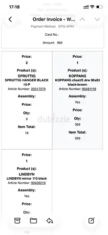 IKEA KOPPANG / SPRUTTIG / LINDBYN Furniture  Mirror - New in Invoice