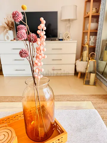 Decorative Amber Glass Vase without Flowers