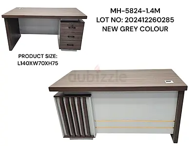 Gray Office Desk with 3-Drawer Pedestal — 140cm x 70cm