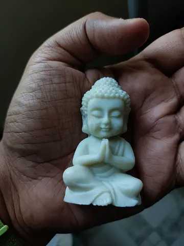 Small White Buddha Statue - Handheld Decorative Figurine