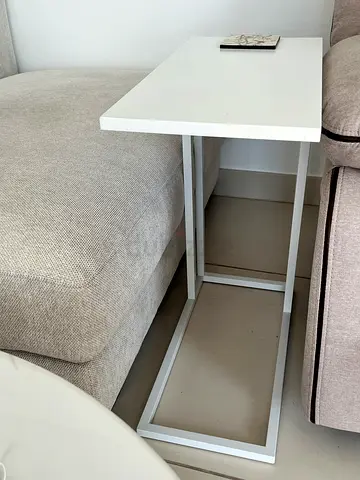 White C-shaped Side Table / Sofa Laptop Table - brand new