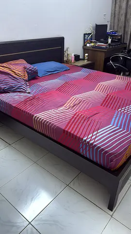 King wooden bed frame with headboard - good condition