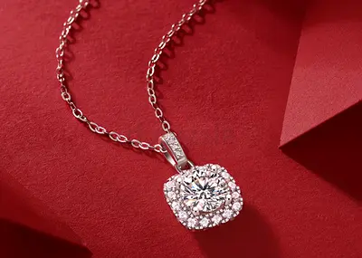 Shiny Moissanite Pendant Necklace / Elegant Daily Jewelry