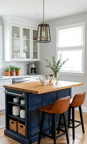 Kitchen Island with Storage and Breakfast Bar