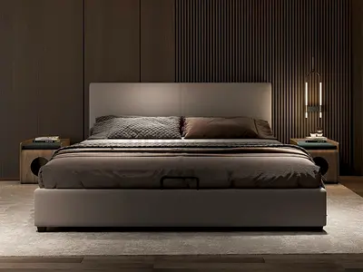 Modern Upholstered King Bed with Headboard