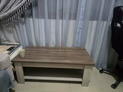 Simple Wooden Coffee Table with Lower Shelf - Light Oak