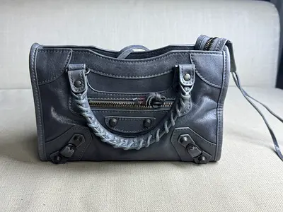 Balenciaga Les City bag in grey metallic colour.