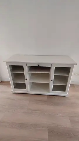 IKEA White Wooden TV Stand / Media Console with Shelving