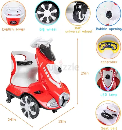 Kids Electric Vehicles, 6V 4A Dual DriveRide On Car for Toddlers with Automatic Bubble Function