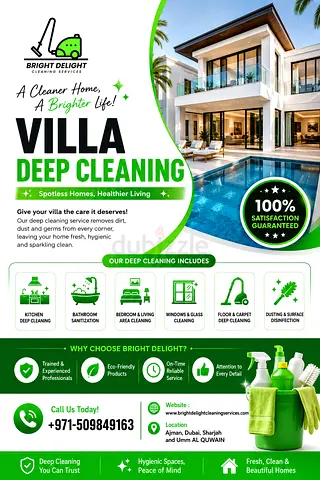 Premium villa deep cleaning and disinfectant of villa, apartment, warehouse, offices, coffee shop