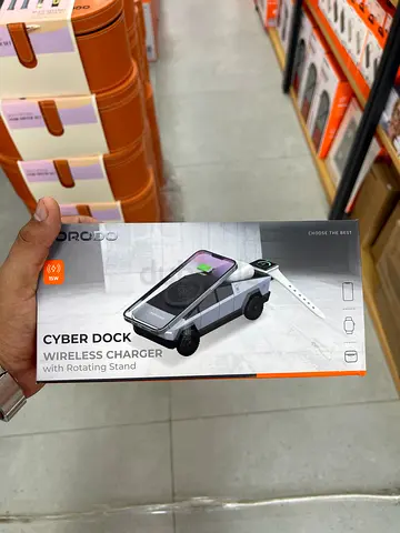 Cyber Dock Wireless Charger with Rotating Stand (3-in-1)
