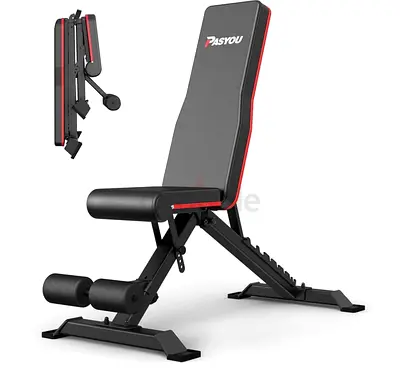 Adjustable Foldable Weight Bench Incline/Flat/Decline with Leg Holders adjustable dumbbells, barbell