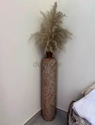 Tall Decorative Floor Vase with Pampas Grass