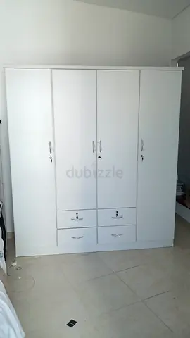White 4-Door Wardrobe with Drawers — brand new