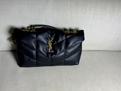 Black YSL Quilted Leather Shoulder Bag with Chain Strap