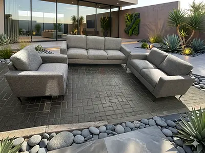 Modern Grey 3-Piece Outdoor Sofa Set — Good Condition