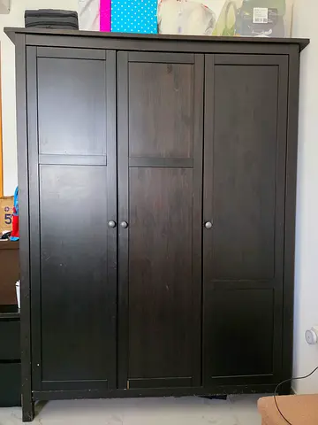 Dark Wood 3-Door Wardrobe / Armoire - Good Condition