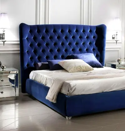 Headboard Designe Queen size fully customisable bedframe in soft Fabric storage can be installed